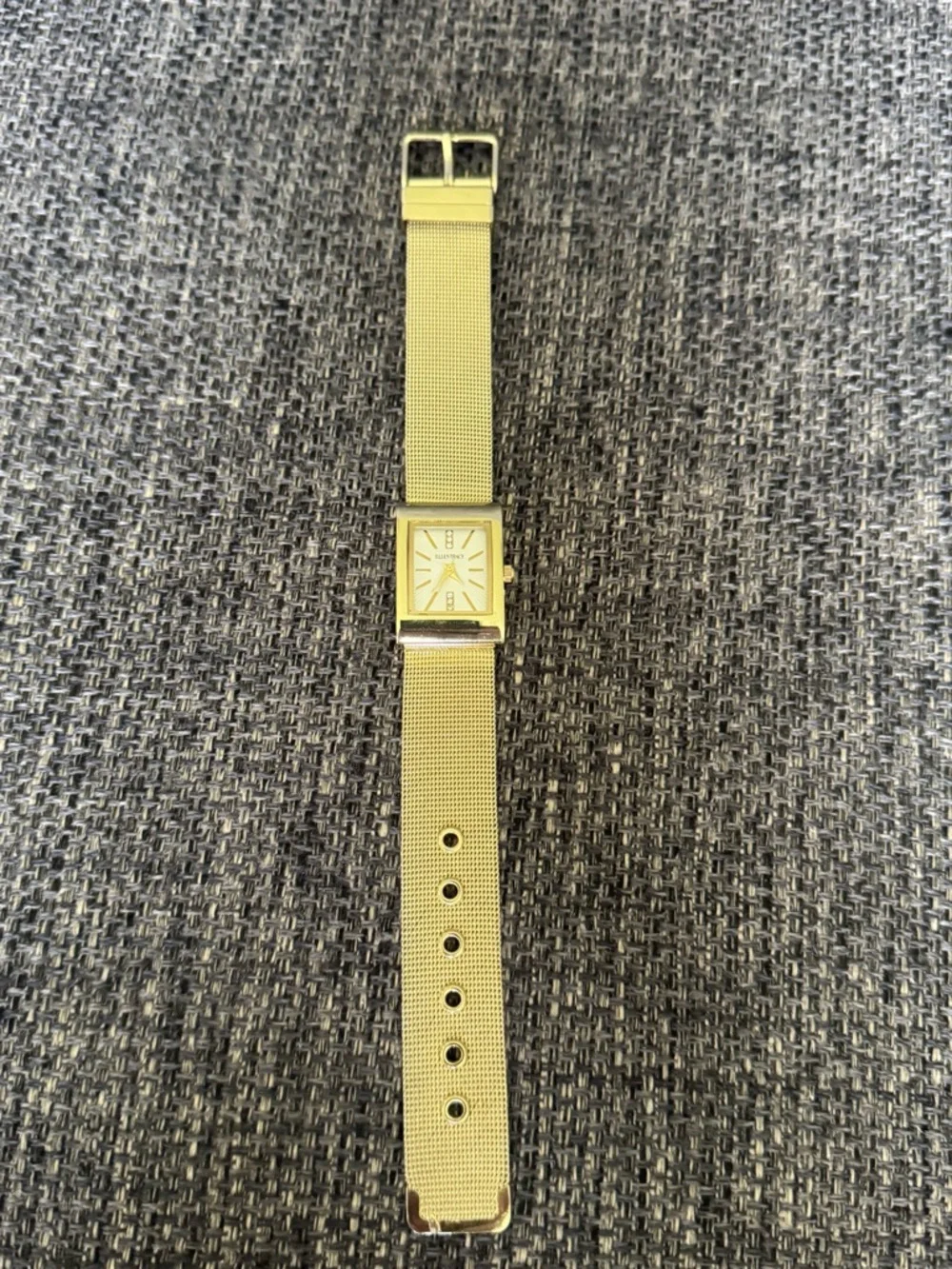 Ellen Tracy Gold Rectangular Mesh Watch - Picture 3 of 6